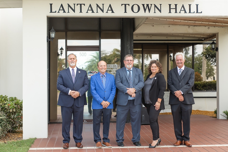 Lantana Town Councilmembers from left to right: Kem Mason, Lynn J. Moorhouse, Mayor Robert Hagerty, Karen Lythgoe, and Mark Zeitler